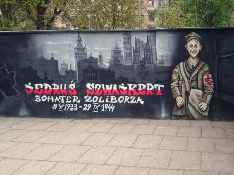 Jędruś Szwajkert. Mural przy SP 92
