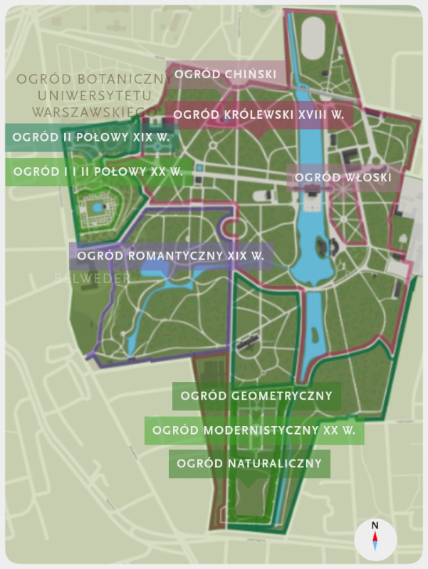 Łazienki Królewskie. Plan ogrodów