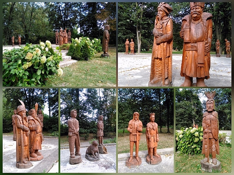 Wola Okrzejska rzeźby w parku